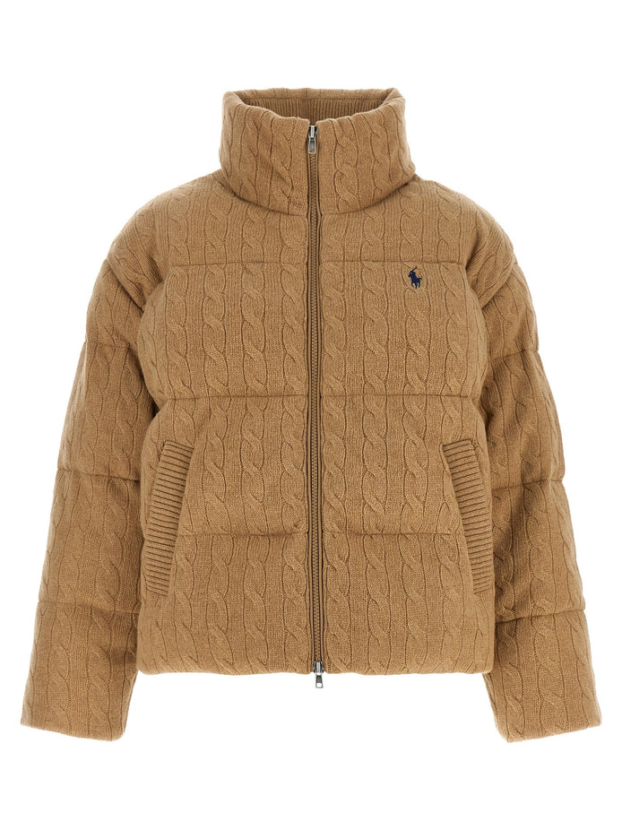 Knitted braided down jacket