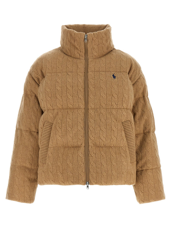 Knitted braided down jacket