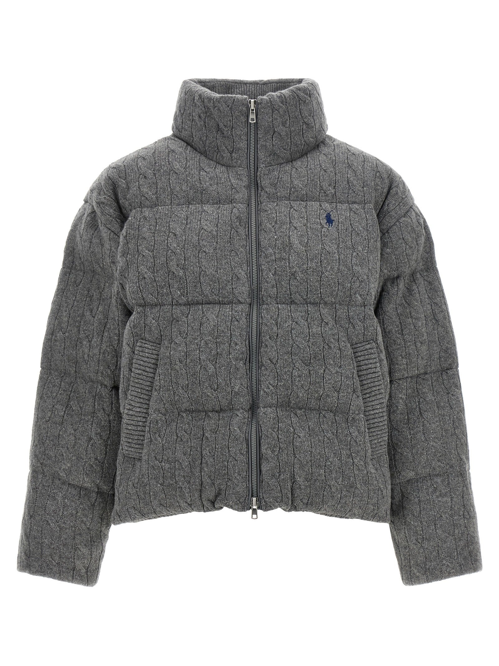 Knitted braided down jacket