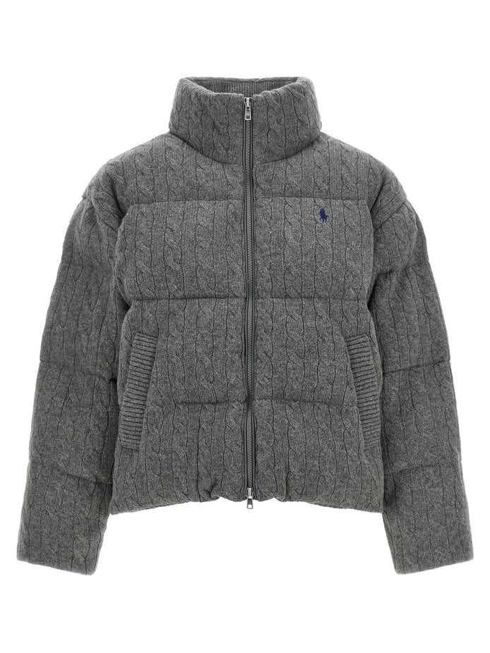 Knitted braided down jacket