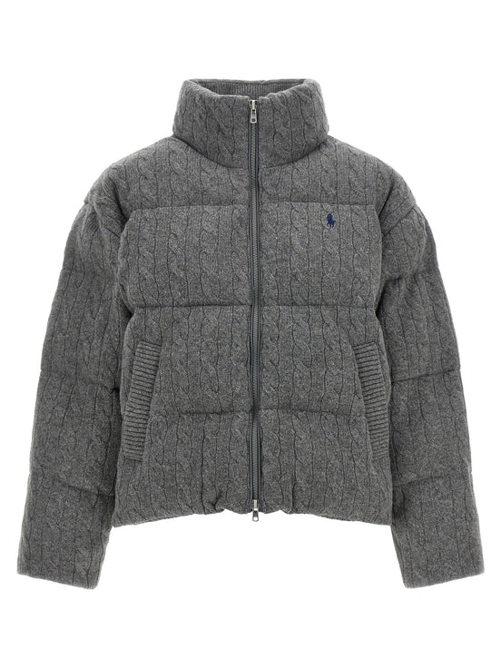 Knitted braided down jacket