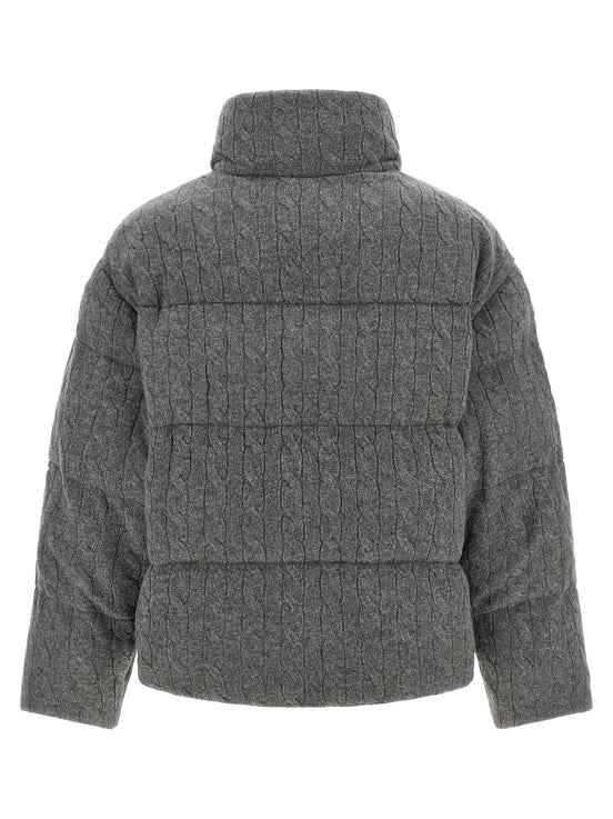 Knitted braided down jacket