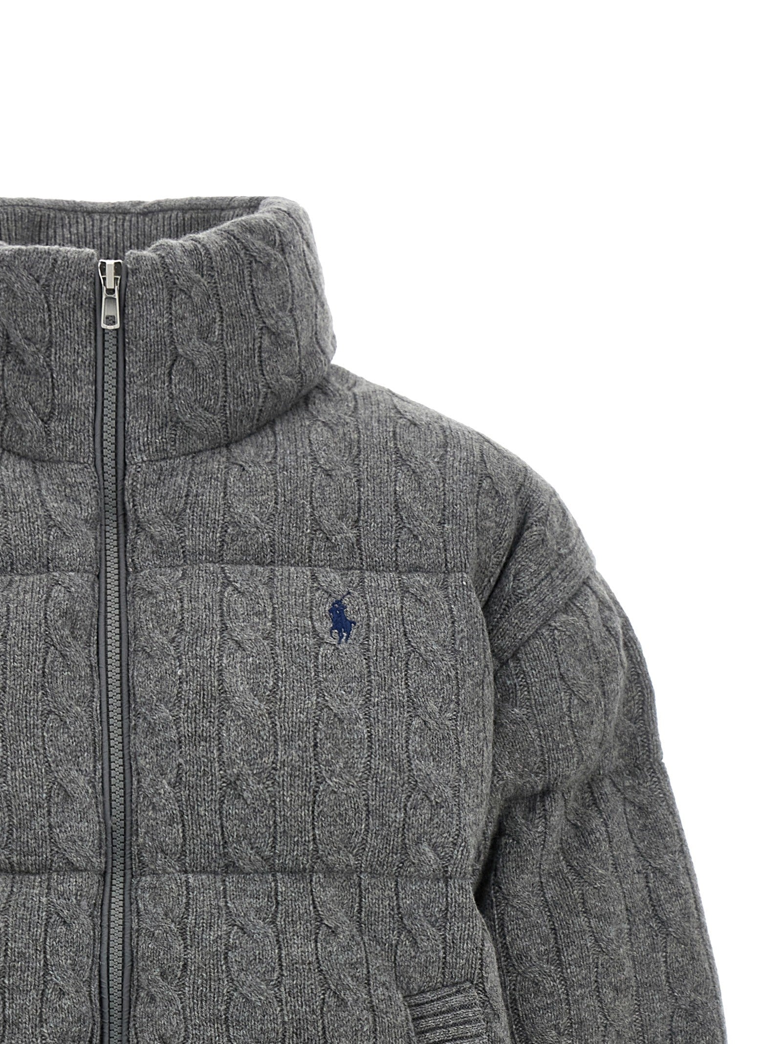 Knitted braided down jacket