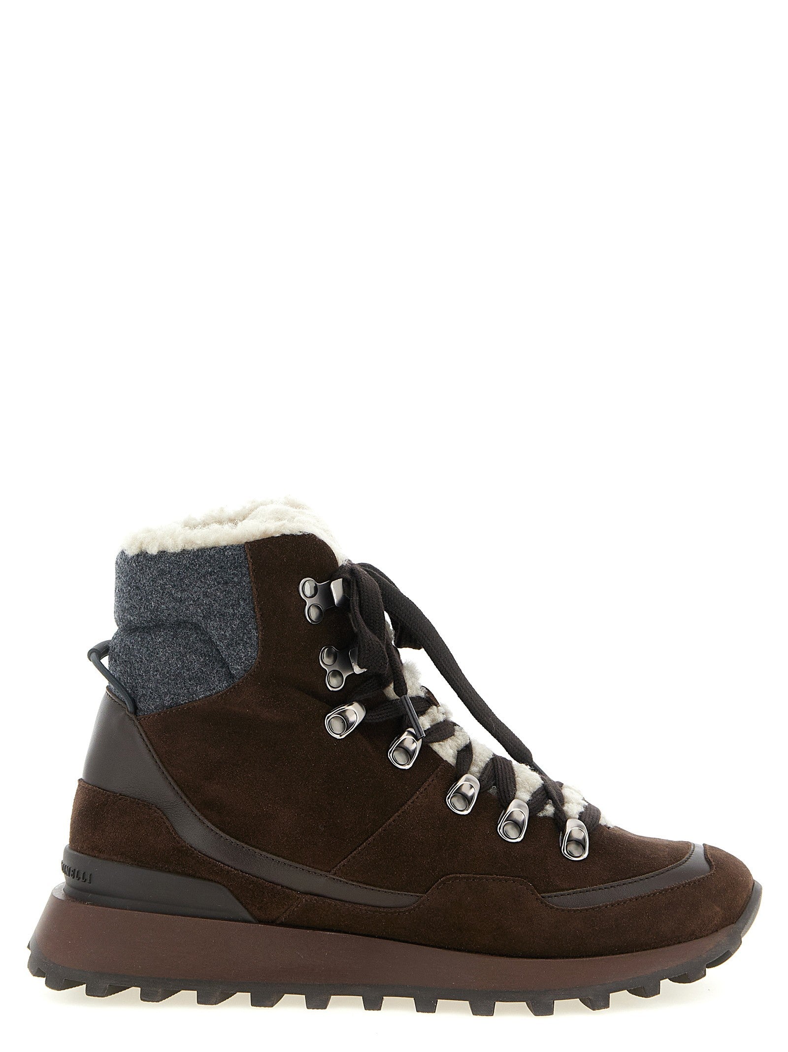Lace-up ankle boots with hooks