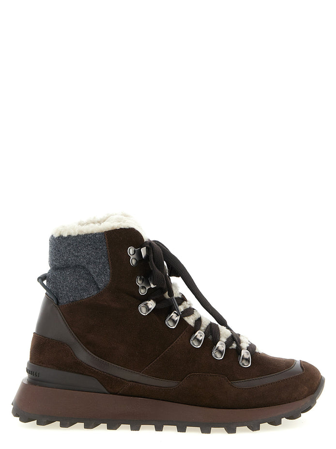 Lace-up ankle boots with hooks