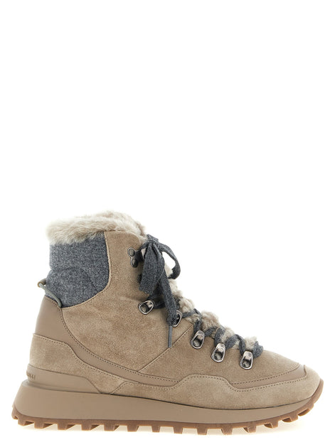 Lace-up ankle boots with hooks