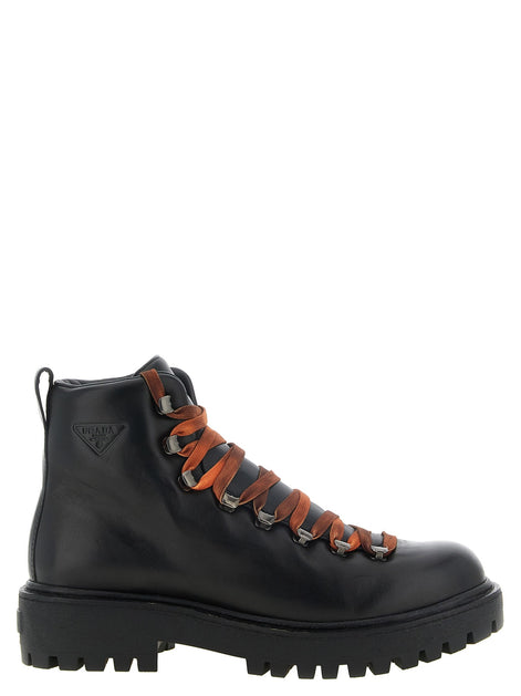 Lace-up ankle boots with hooks