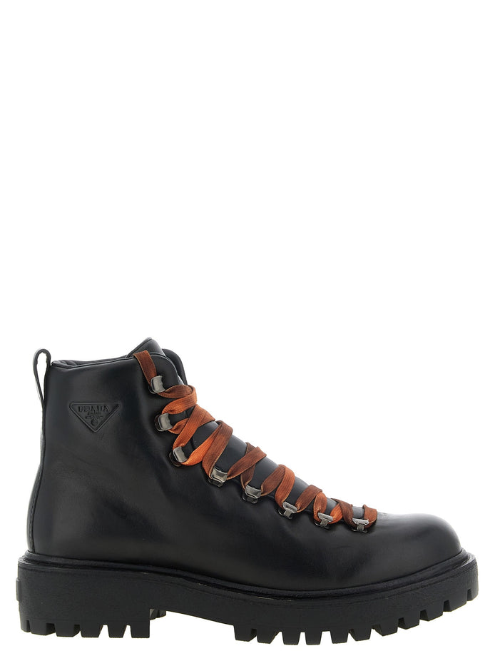 Lace-up ankle boots with hooks