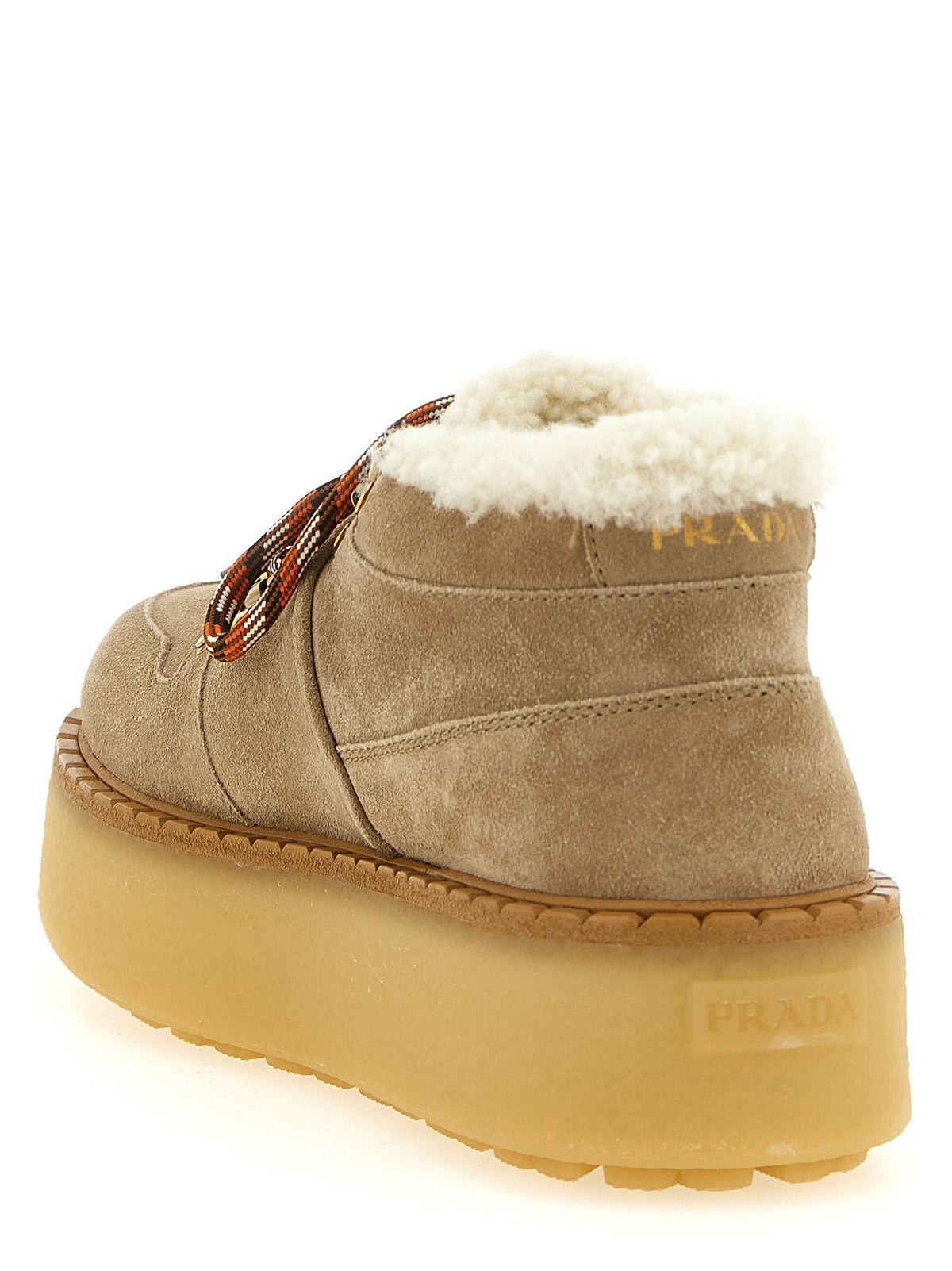 PRADA Lace-up ankle boots with shearling