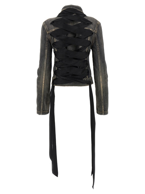 'Lace Up' denim jacket