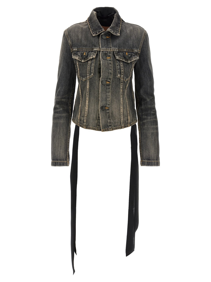 'Lace Up' denim jacket