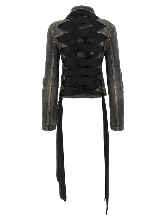 'Lace Up' denim jacket