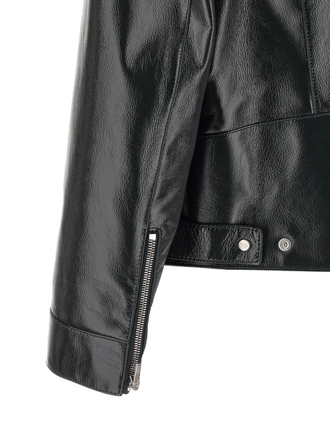 Lacquered leather blouson