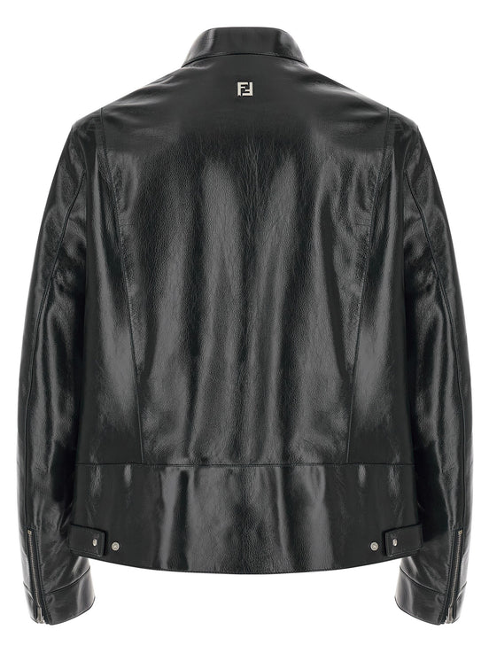 Fendi Lacquered leather blouson