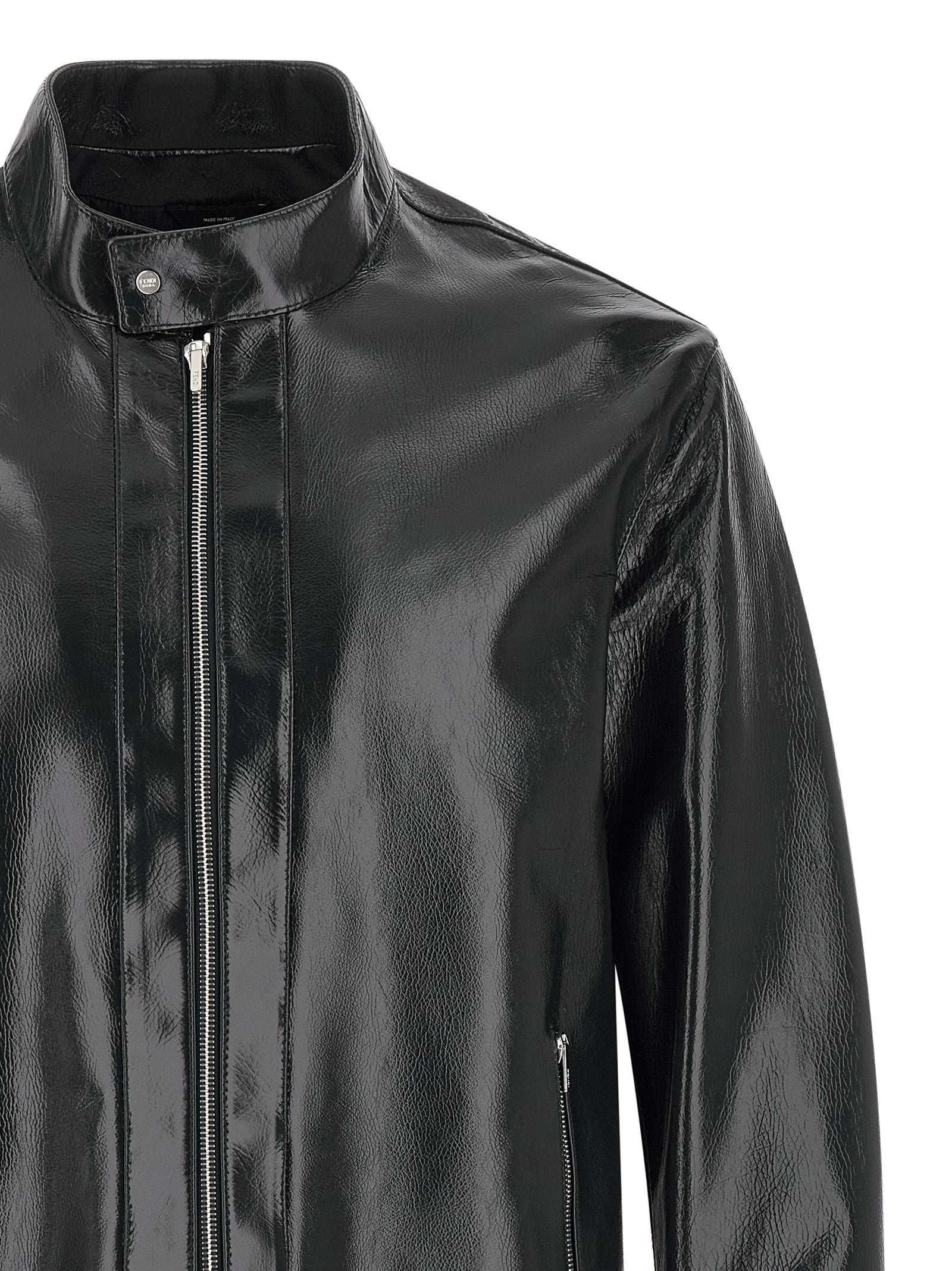 Lacquered leather blouson