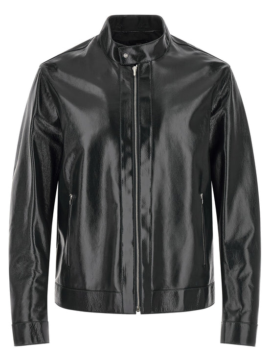 Lacquered leather blouson