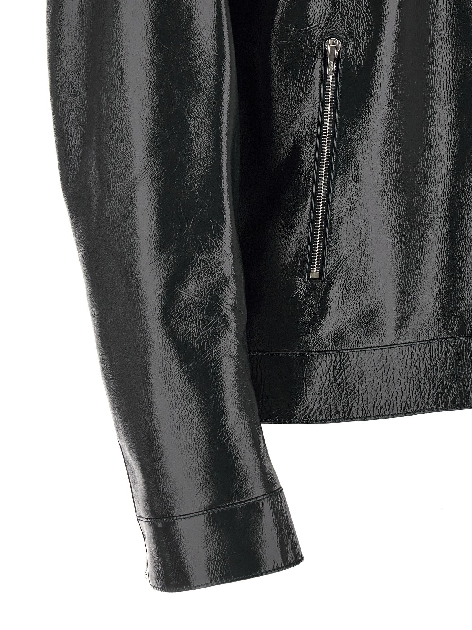 Lacquered leather blouson