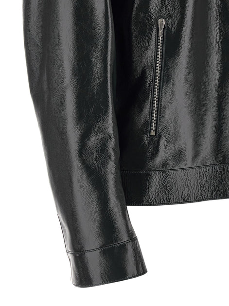 Lacquered leather blouson