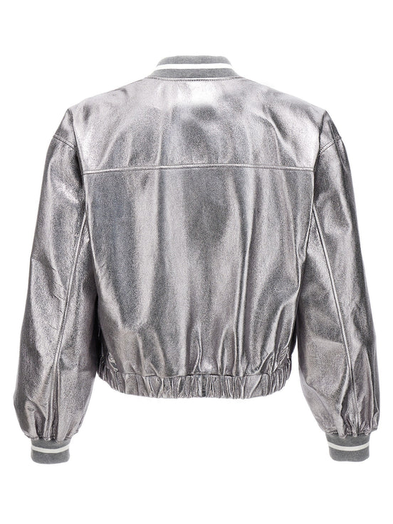Brunello Cucinelli Laminated leather bomber jacket