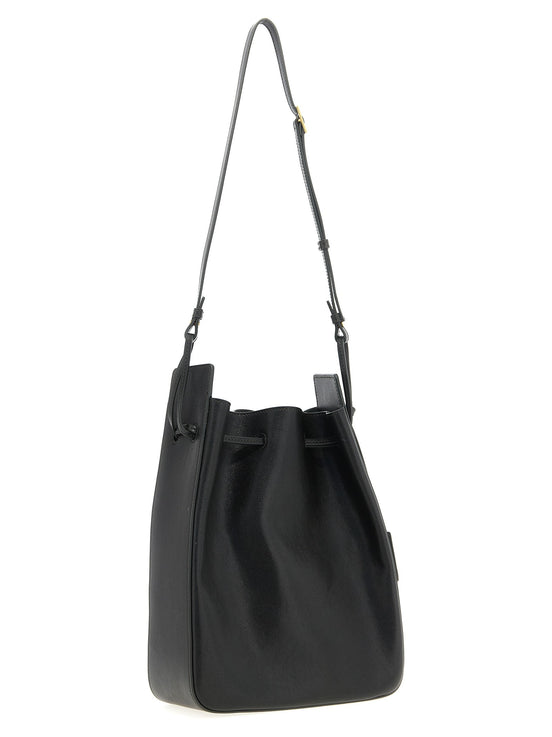 Large leather bucket bag