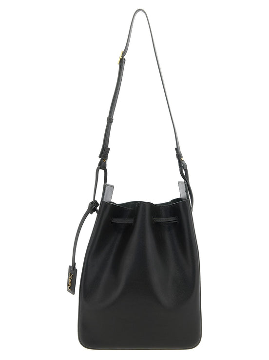 Large leather bucket bag