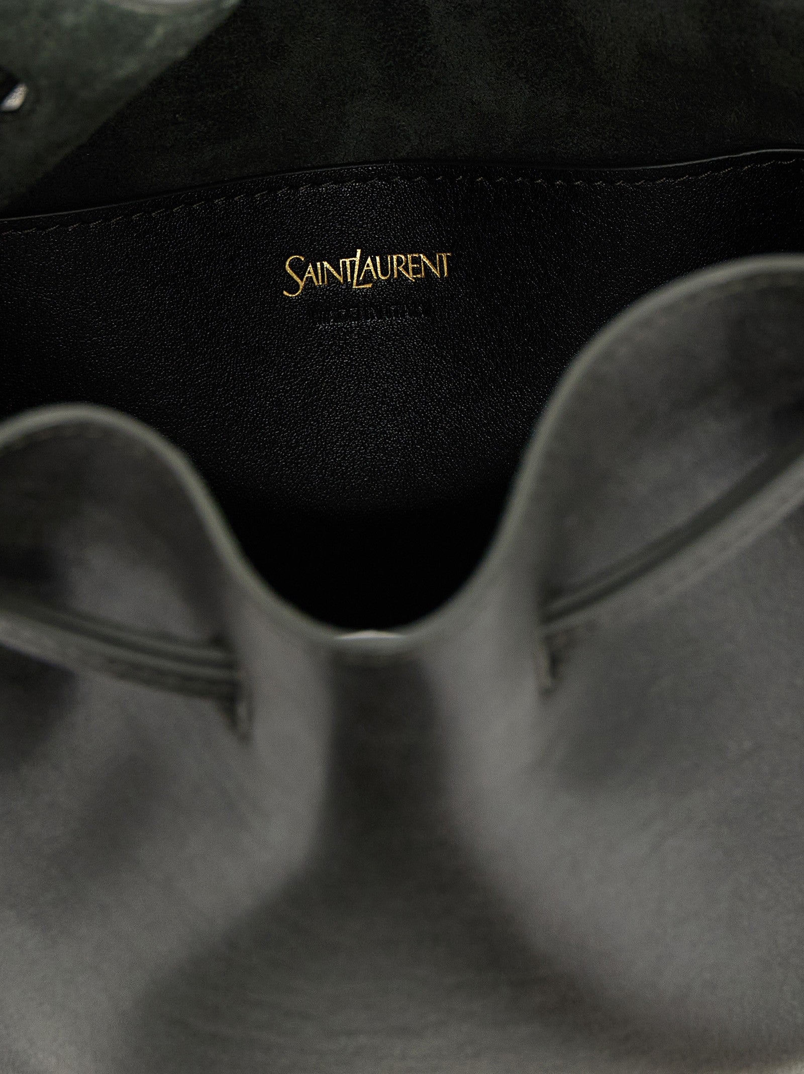 Large leather bucket bag