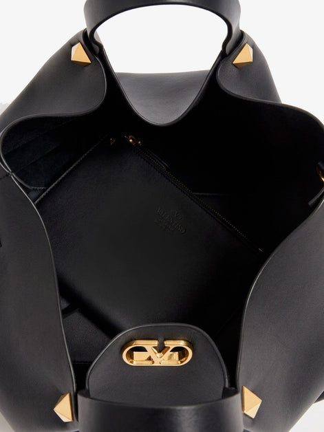 Large VLogo Signature leather tote bag