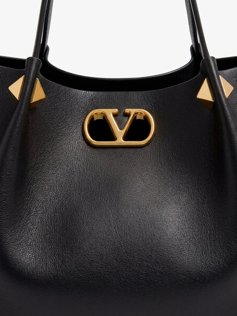 Large VLogo Signature leather tote bag