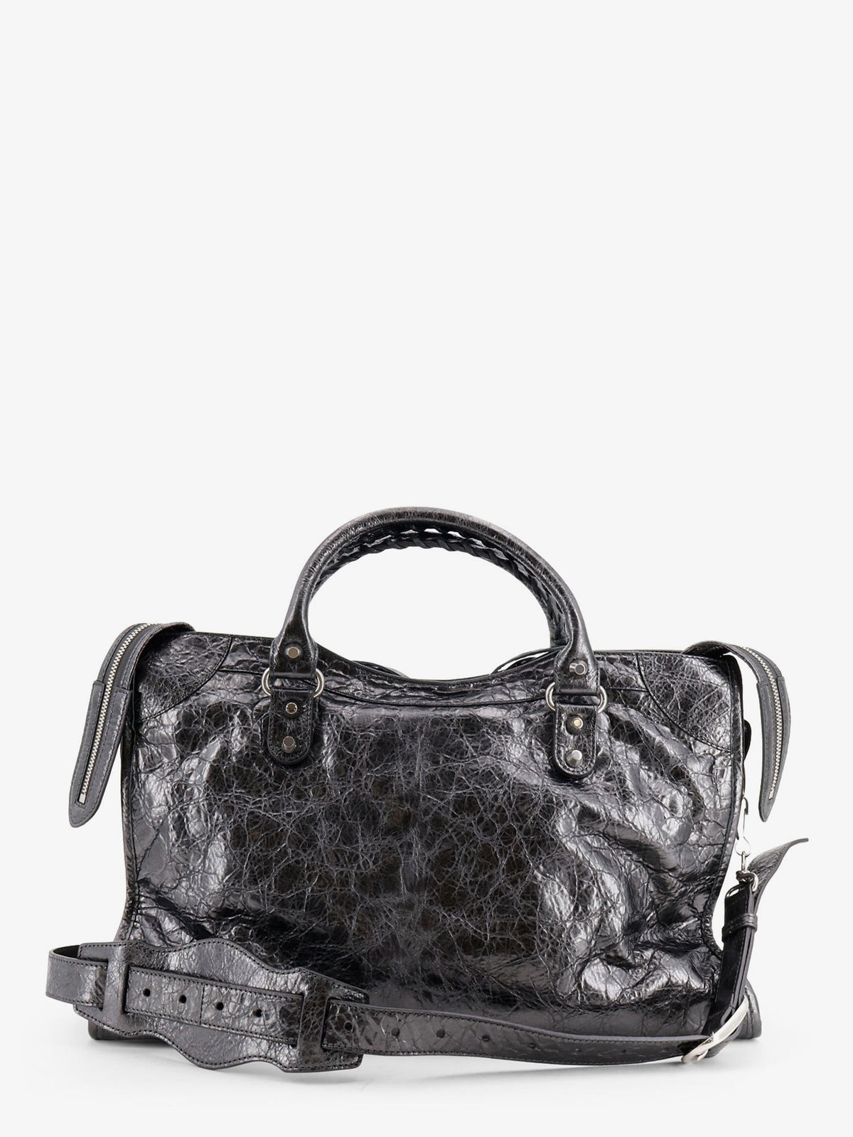 Balenciaga Le City Medium Metallic Leather Handbag