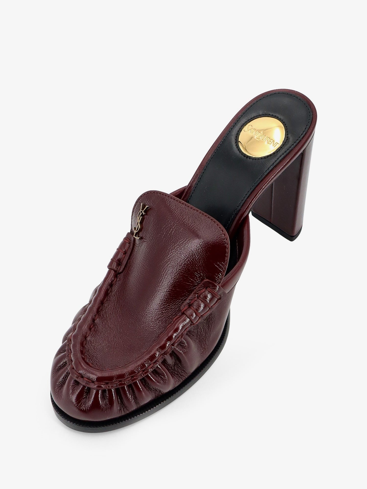 Saint Laurent Le Loafer leather sandals with metal Cassandre logo