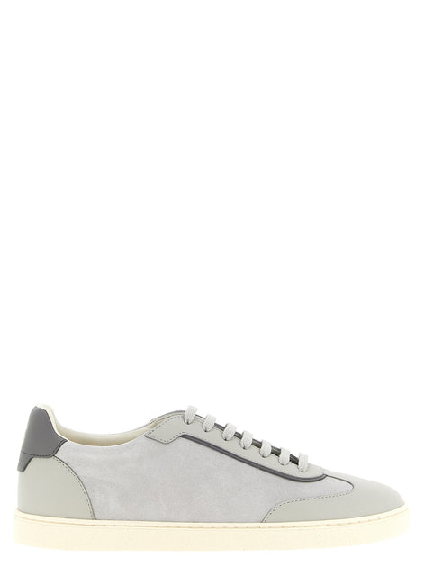 Leather and suede sneakers