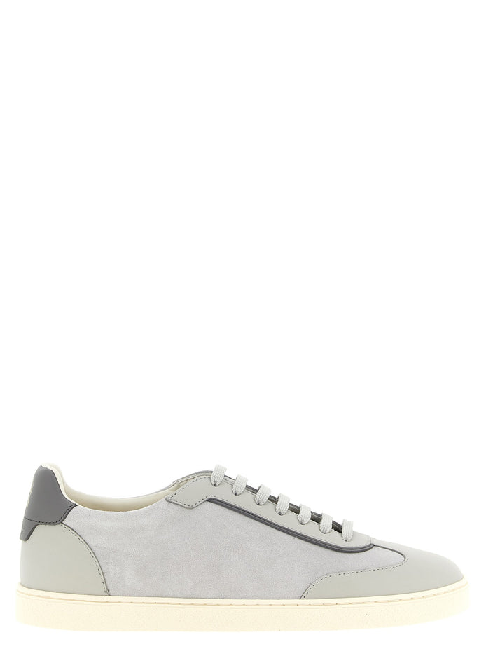 Leather and suede sneakers