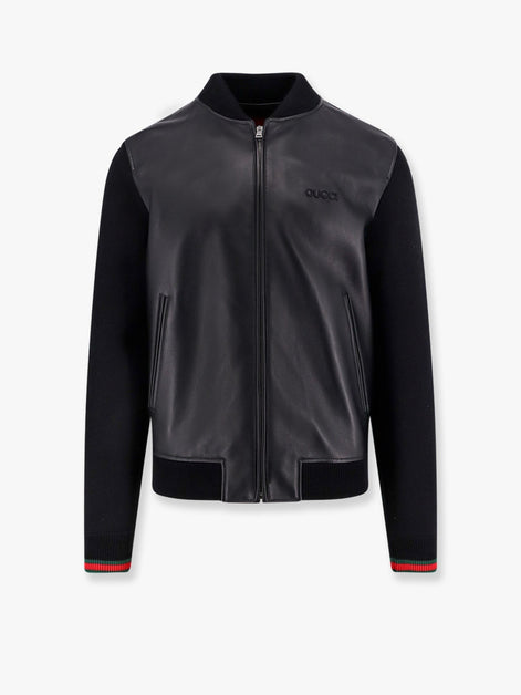 Leather and wool jacket