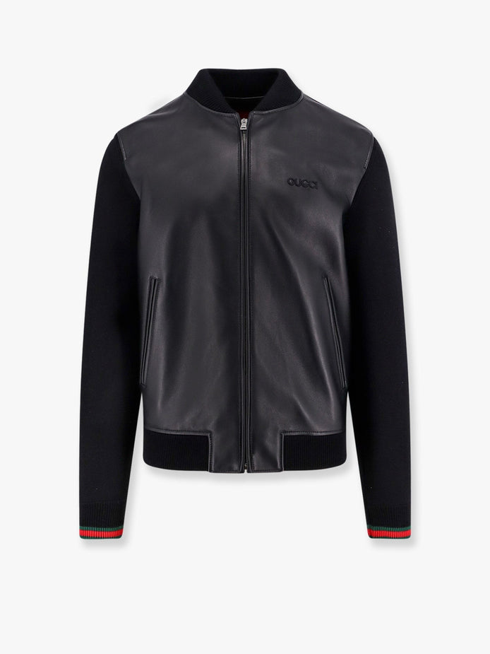 Leather and wool jacket