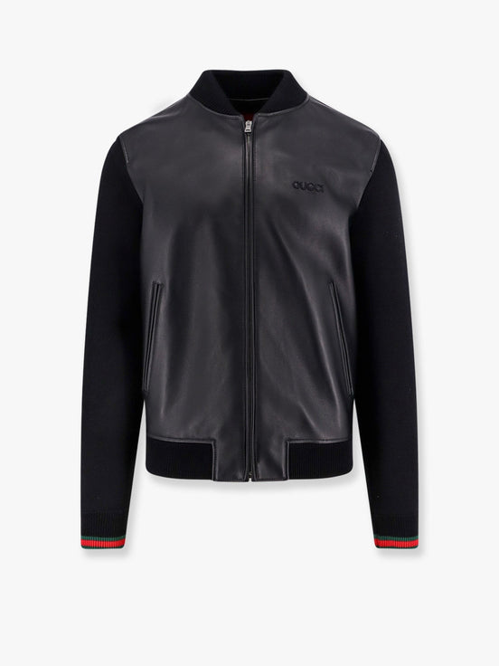 Leather and wool jacket