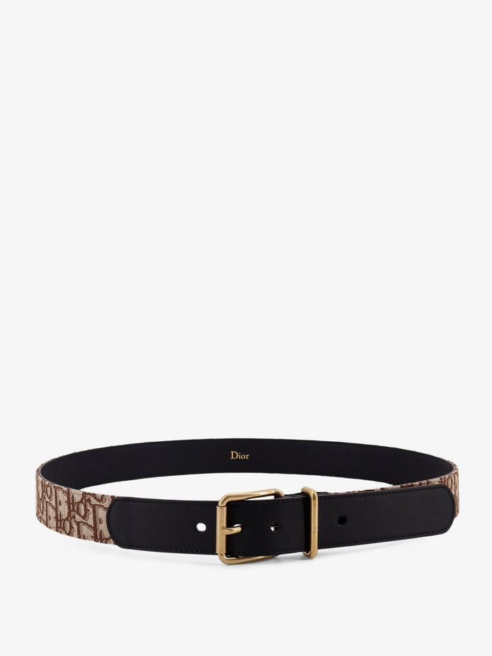 Leather belt with all-over Dior Oblique logo