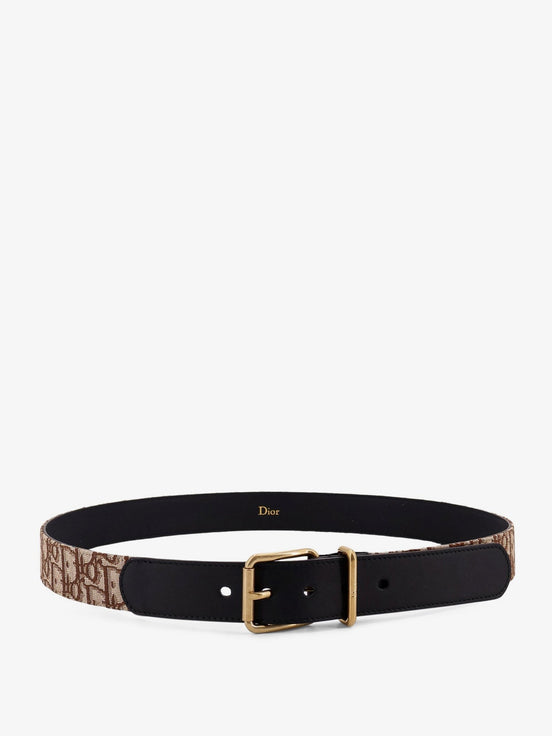 Leather belt with all-over Dior Oblique logo
