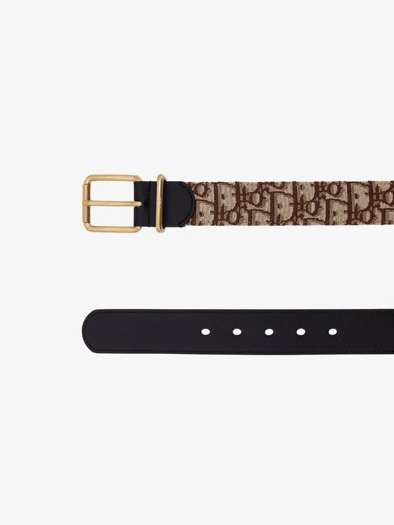 Leather belt with all-over Dior Oblique logo