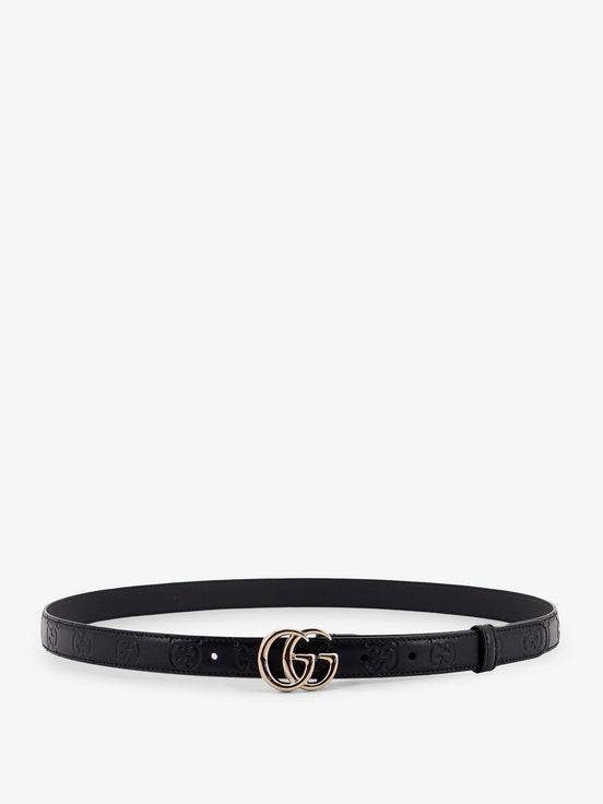 Leather belt with all-over GG logo