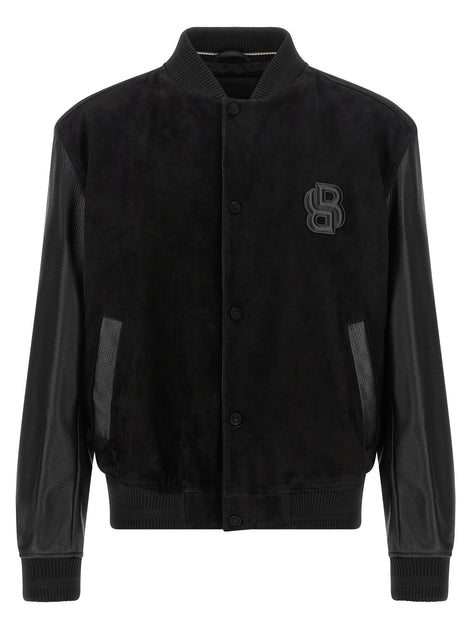 Leather bomber jacket
