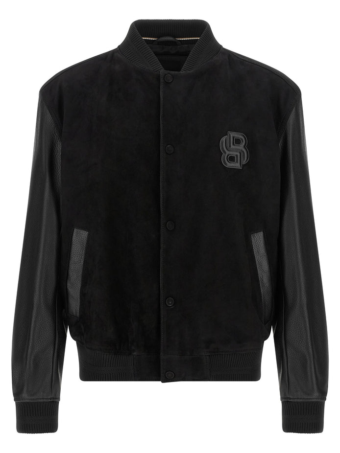 Leather bomber jacket
