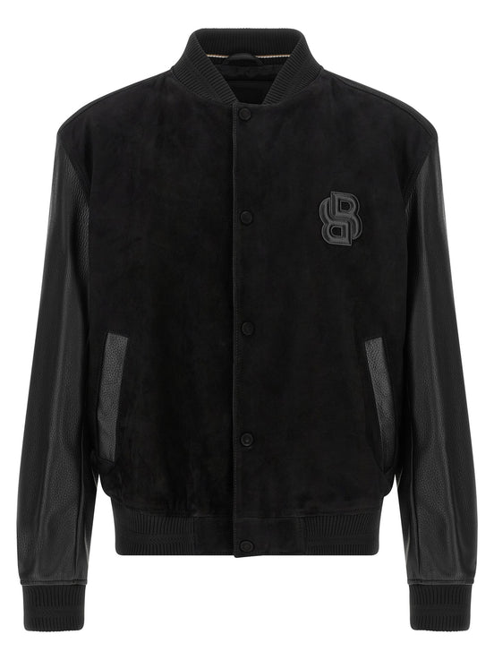 Leather bomber jacket
