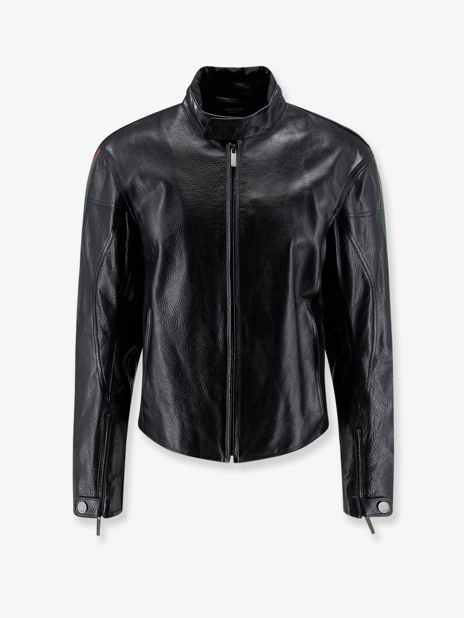 Leather bomber with Web details