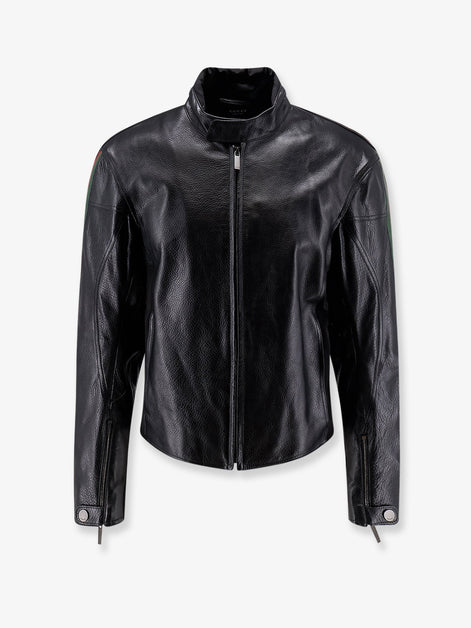 Leather bomber with Web details