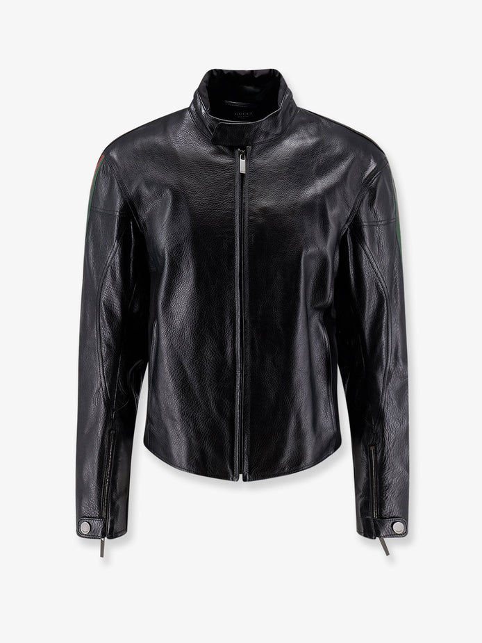 Leather bomber with Web details