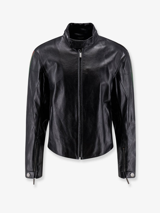 Leather bomber with Web details