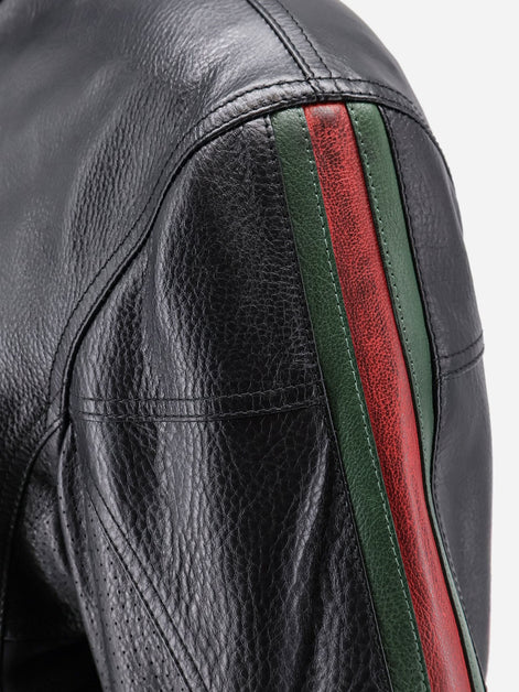 Leather bomber with Web details