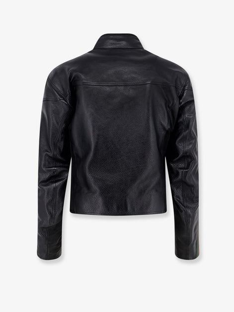 Leather bomber with Web details