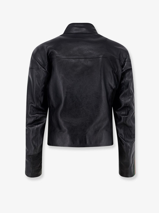 Gucci Leather bomber with Web details