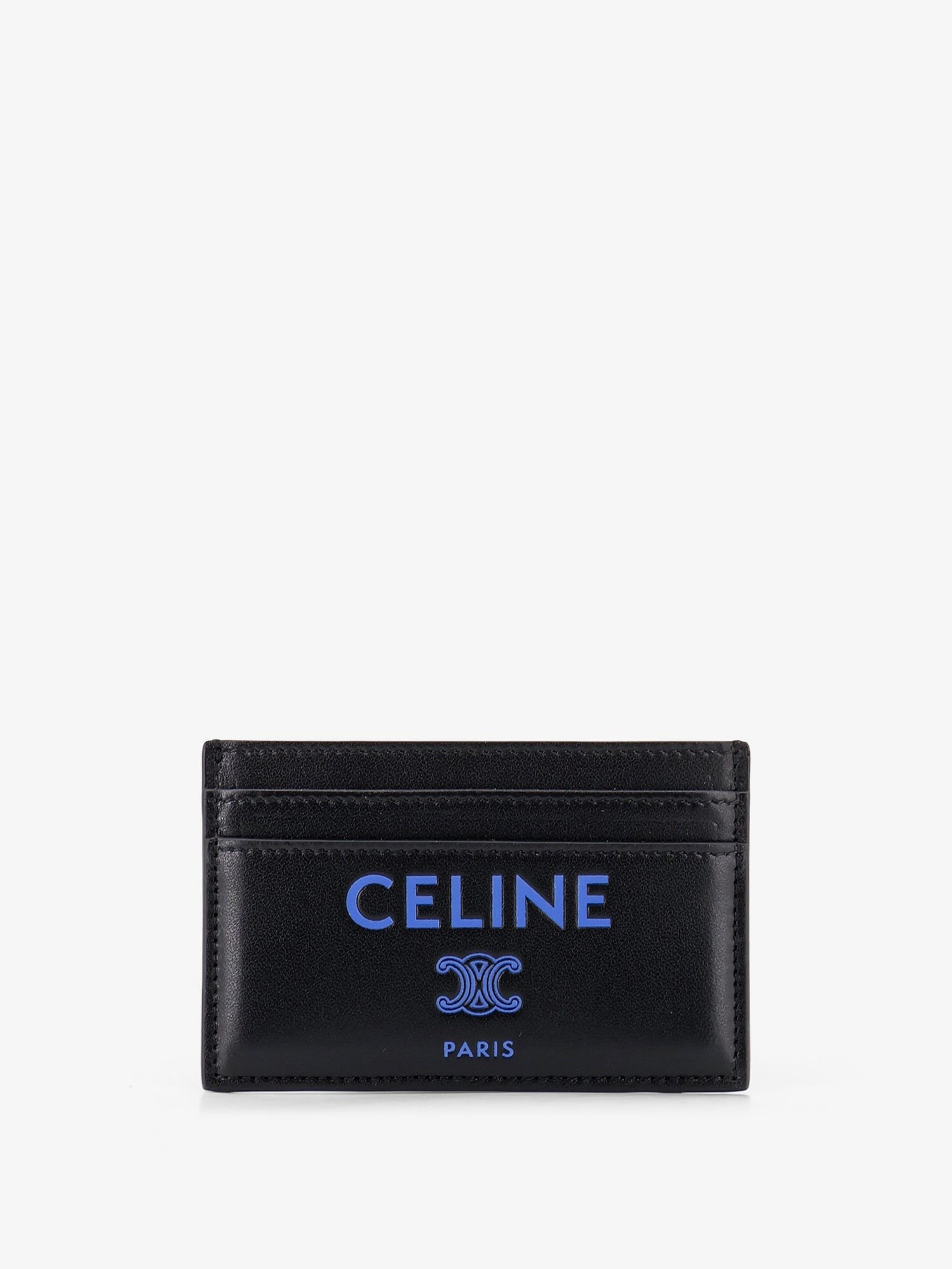 Leather card holder with front logo print